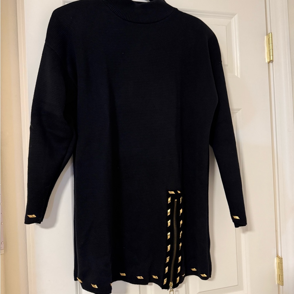 Black Sweater with Gold Accents